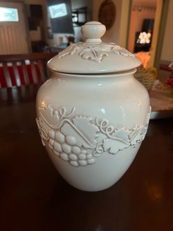 White Ceramic Canister with Lid