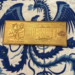 Heavy Metal Paperweight / Gold Colored  Hershey 100th Anniversary Chocolate Bar Paperweight 1(contact info removed)