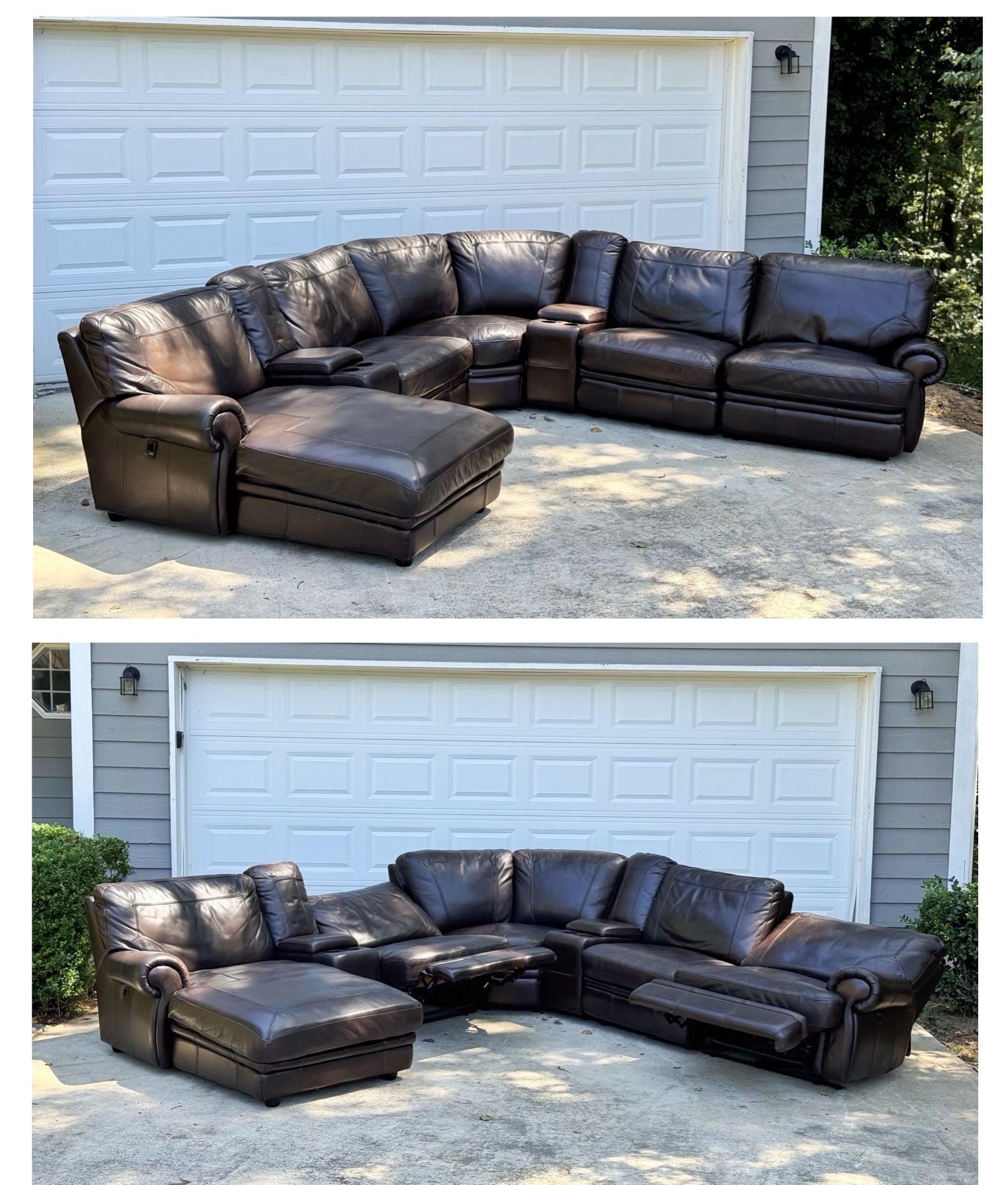 Leather Sectional Sofa with Electric & Manual Recliners – Stylish & Comfortable