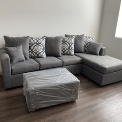 Grey Sectional With Ottoman ‼️new In Stock ‼️