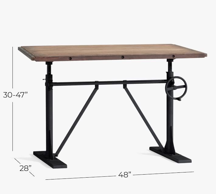 48" Standing Desk (Sit-Stand) Retro Steampunk Pottery Barn Crank Adjustable Height Table