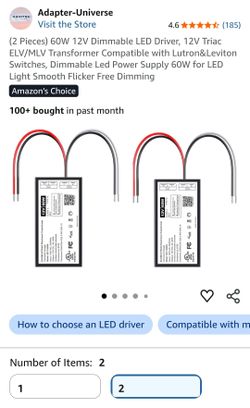 (2 Pack) 60W 12V Dimmable LED Drivers - New