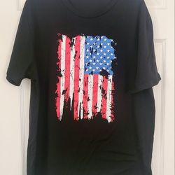 Black Distressed American Flag USA Pride America Patriotic T-Shirt Size XL