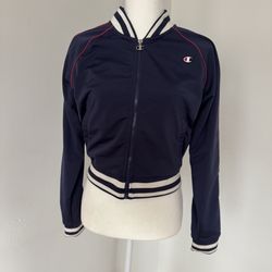 Champion Track Jacket Women's Blue Stylish Full Zip Outline C Logo Small