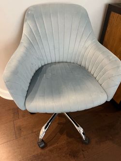 Light blue velvet swivel and adjustable accent chair