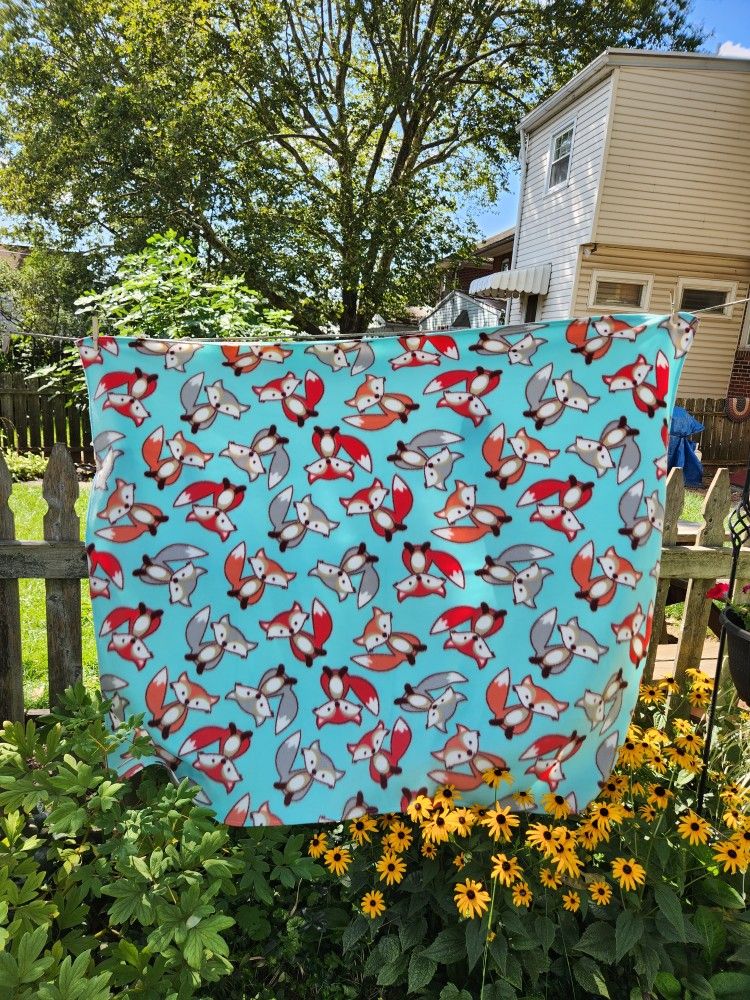 Handmade Little Foxes Fleece Blanket