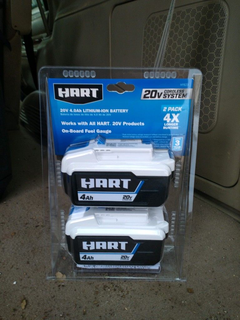 Brand New Hart 20v 4.0ah Lithium Batterys 2 Pack