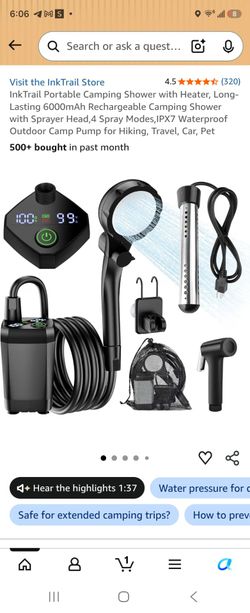 Electric portable camping shower