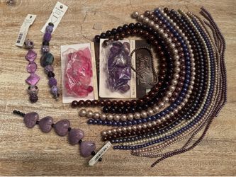 Beads Mixed Lot Purple Pink Brown Pearl Craft Jewelry Making Supplies