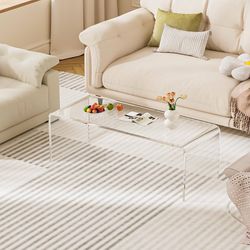 Premium Acrylic Coffee Table, 50" D x 20" W x 17" H Modern Clear Coffee Table, 0.8'' Thick Rectangle Waterfall Table for Living Room, Office, Hotel, S