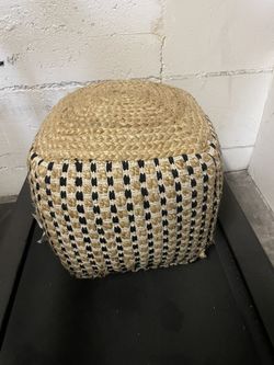 Handwoven Basketweave Jute Pouf cover top- Perfect For Living Room