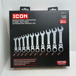 Icon Professional Ratcheting Stubby Flex Head Combination Wrench Set 21968674