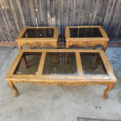 Glasstop coffee table and End Tables 