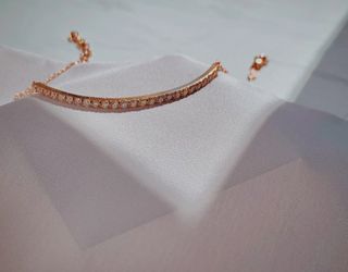 14k Rose Gold Diamond Bar Bracelet – 6” + 2” Extension