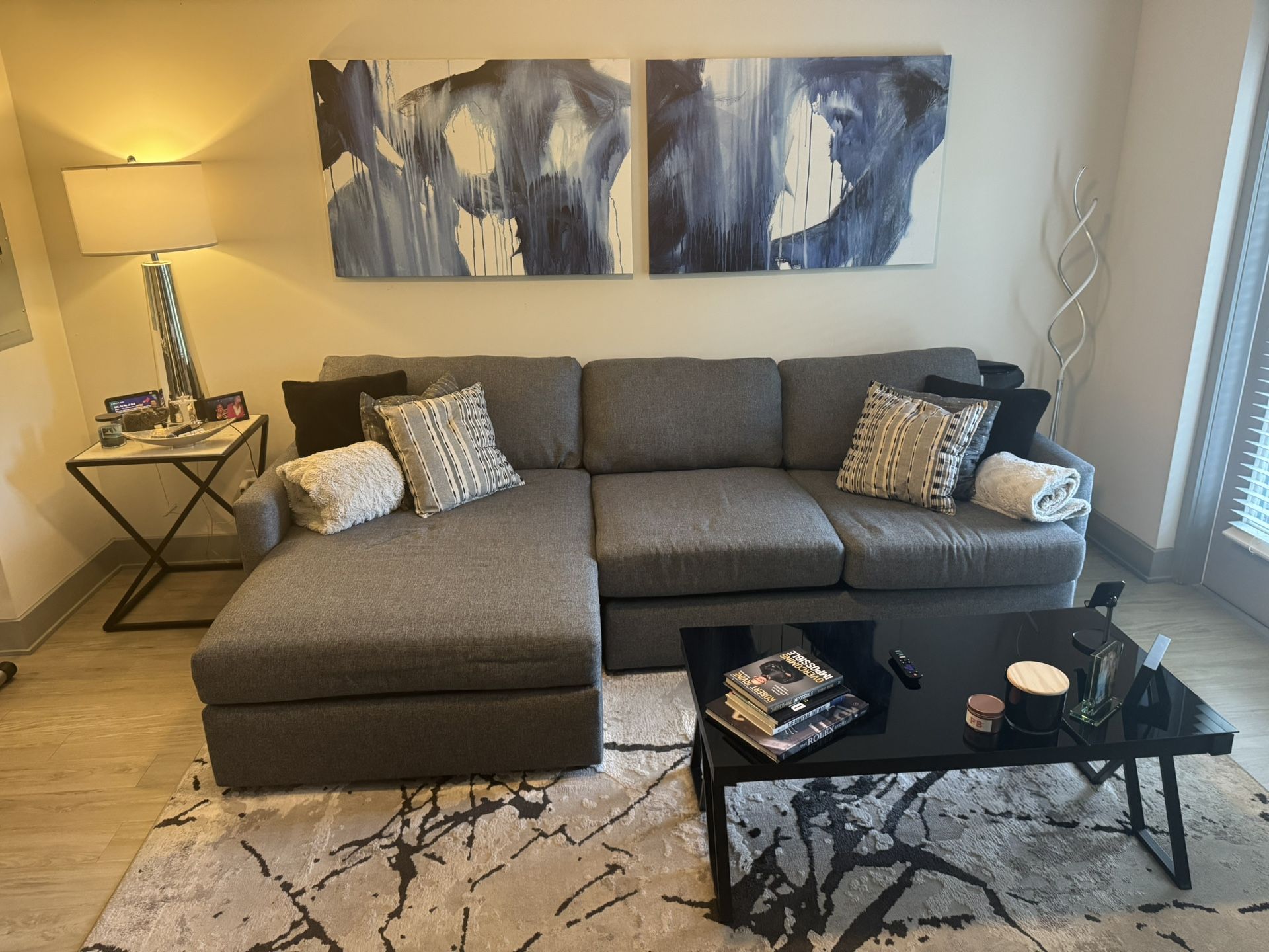 🛋️ City Furniture “Noah” Dark Gray Fabric Sectional – Cozy & Modern!