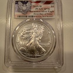 PCGS SP70 2019-W Burnished Silver Eagle