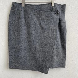 TALBOTS Wool Blend Asymmetrical Faux Wrap Casual Business Mini Pencil Skirt