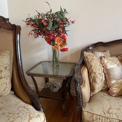 Corner glass top table 