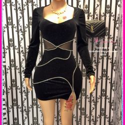 Basic Sexy Black Velvet Dress