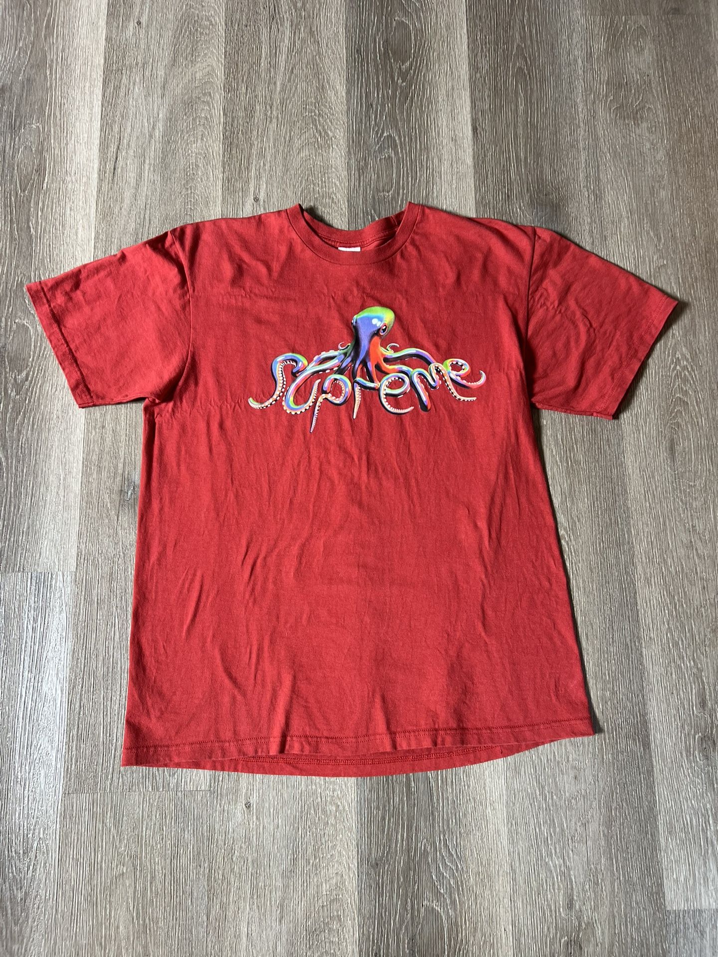 Supreme Tee Shirt “SS18 Tentacles Red Octopus Squid Spellout” Size Large In Men