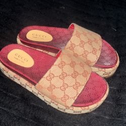 GG Slide Sandal 'Monogram - Beige Brick Red'