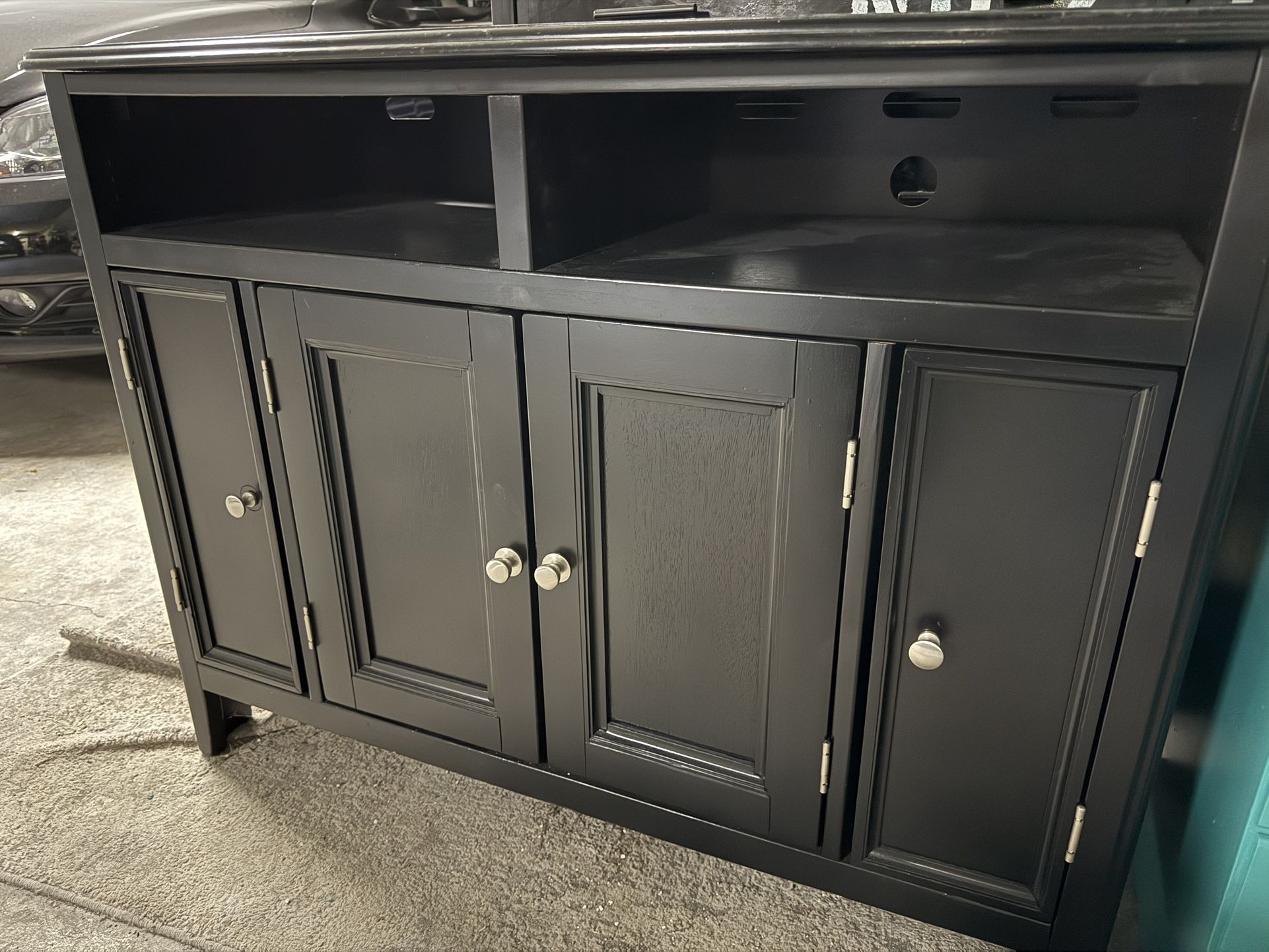 Modern Black Storage Cabinet / TV Console – Solid, Stylish & Spacious!
