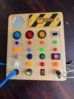 Wood TINTECUSA Montessori Busy Board Switches, Keys, Buttons, LED Lights