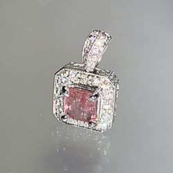 Watermelon turmaline White gold pendant