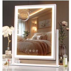  Vanity Mirror with Lights, 12" x 14" LED Makeup Mirror , (Black)