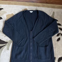 J.Jill dark blue zip-up cardigan
