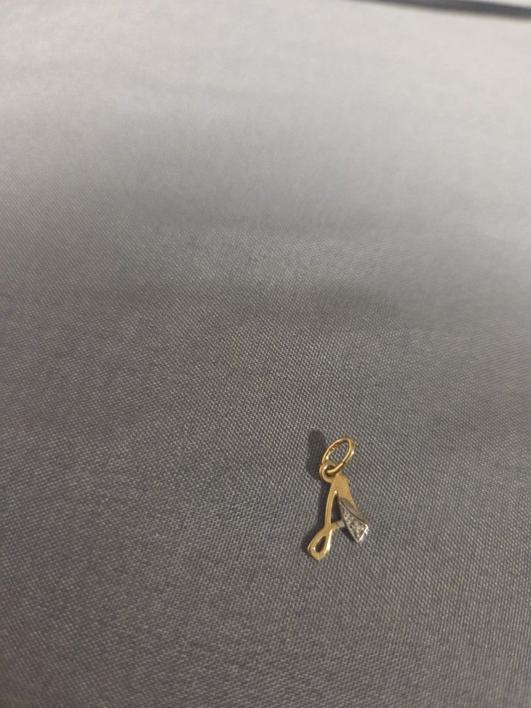 Gold Charm With Diamond Imbedded Letter A