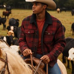 wrangler mens jacket xl Sherper Lined  Preowned Flannel Cowboy Style