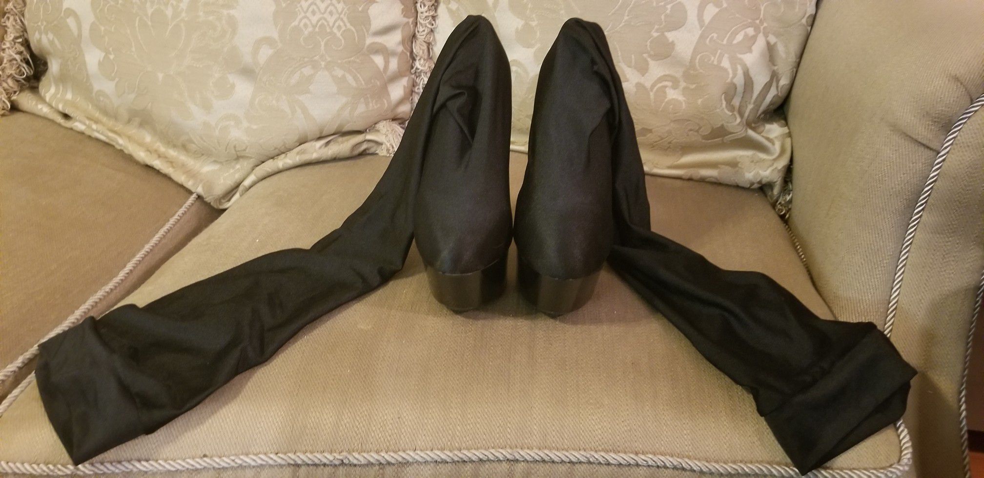 High Thigh spandex stockings boots platform high heels stilettos size 8