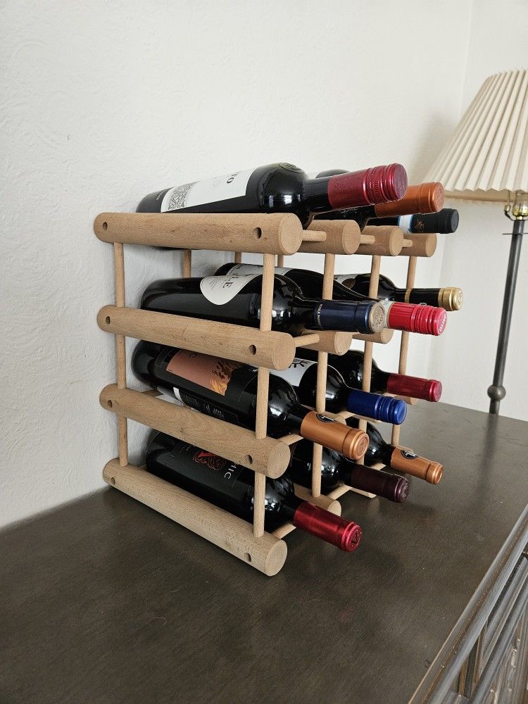 MCM Dansk Modular Beechwood Wine Rack Bottle Holder By Danish Designer Richard Nissen