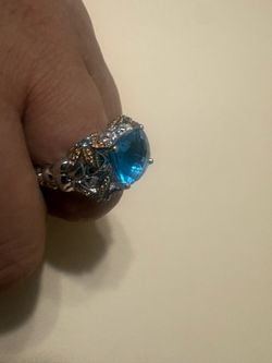 Sterling silver Starfish Swiss blue topaz Ring