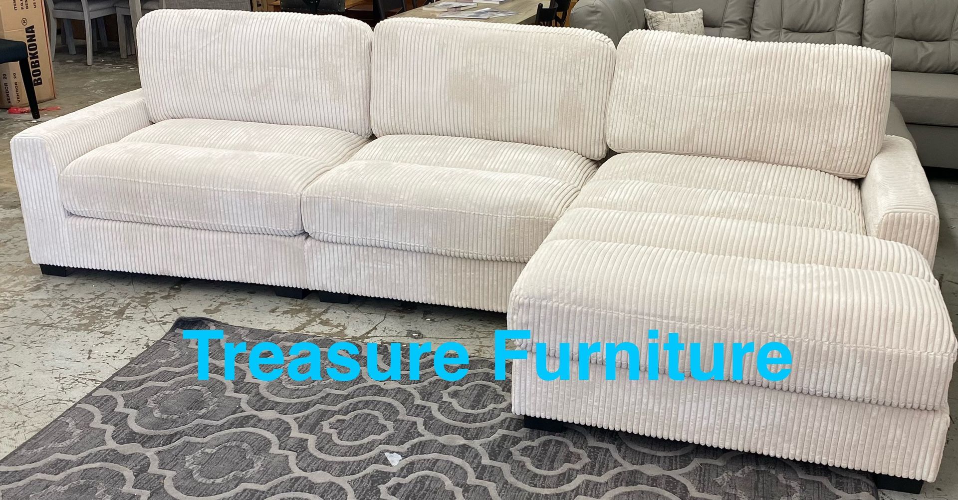 Cozy New 3 Pcs Corduroy Sectional (Finance and Delivery) Home & Garden