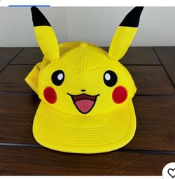 Pikachu Character with Ears Yellow Youth Size Adjustable Snapback Hat
