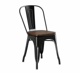 x4 industrial style black and wood chairs