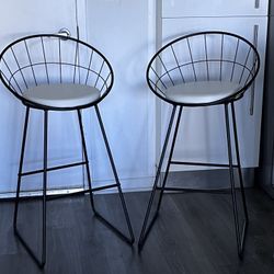 2 Bar Stools - Alize 29.5” Black frame with White seat $50
