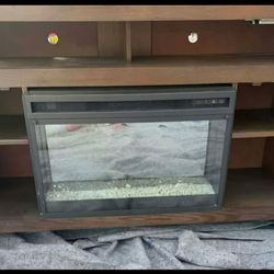 Brown Wood Electric Fire Place TV Stand- DELIVERY AVAILABLE