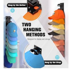 Hat Organizer for Baseball Caps 2Pack, Hat Rack for Wall with Strong Adhesive Hold up to 24 Hats, Hat Hanger Holder Display for Door Closet, Cap Organ