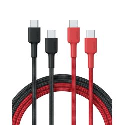 NEW AUKEY USB-C to C 60W PD Fast Charging Cables (2-Pack, Black & Red)