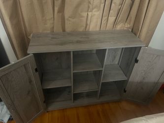 Gray Storage Cabinet with Adjustable Shelves