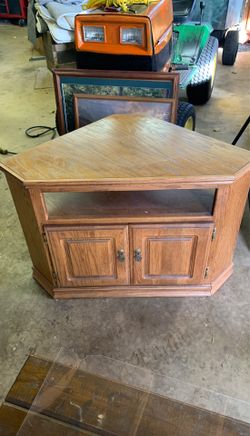 Corner TV stand solid oak wood