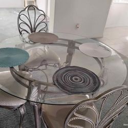 54" Glass Dining Table With 4 chairs 