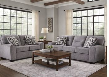 BRAND NEW GREY SOFA, AND LOVESEAT SET WITH FREE DELIVERY PAY UPON ARRIVAL