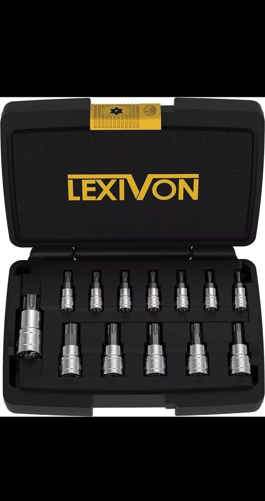 Torx Bit Socket Set,Premium S2 Alloy Steel.13-Piece Star T8-T60 Set LX-143
