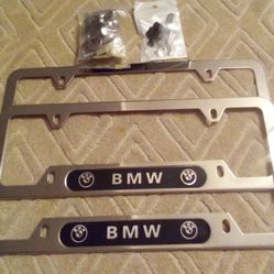 2pc BMW License Plate Frames With 4pc Valve Caps