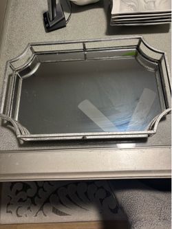 Silver Metal Mirrored Tray