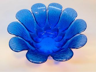 Vintage cobalt blue flower petal bowl.